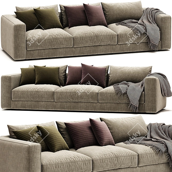 Mussi SINFONIA 3-Seater Fabric Sofa 3D model image 1