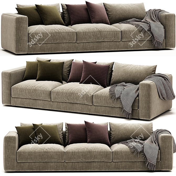 Mussi SINFONIA 3-Seater Fabric Sofa 3D model image 3