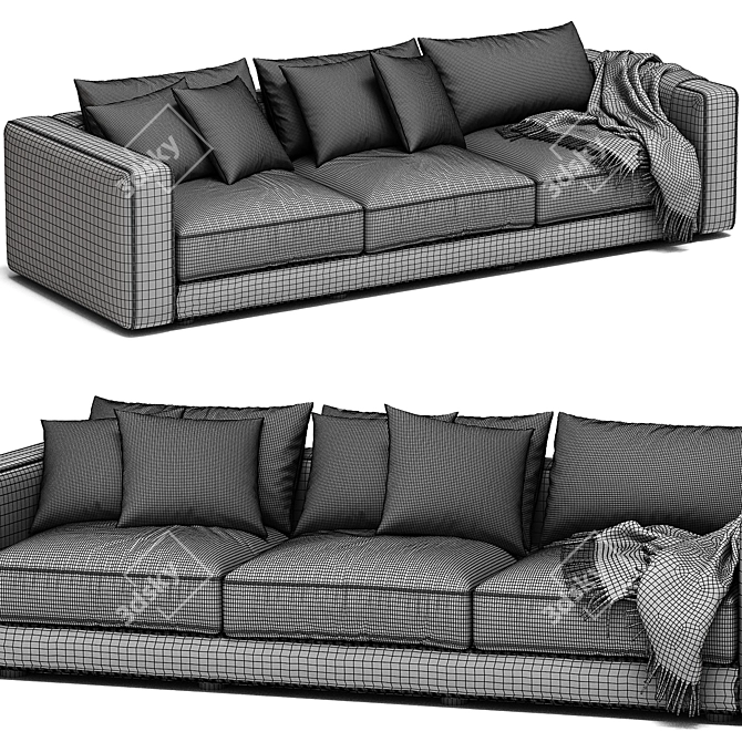 Mussi SINFONIA 3-Seater Fabric Sofa 3D model image 4