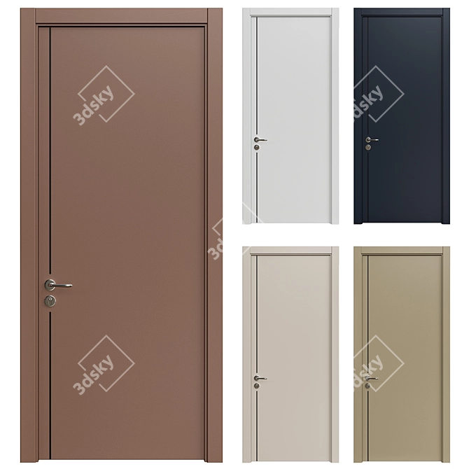 Interior Doors 3D Model Set 3D model image 1