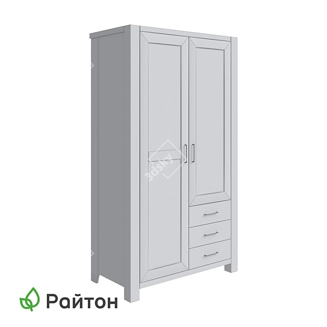 Title: Modern Scandinavian Wardrobe with Mirror 3D model image 3