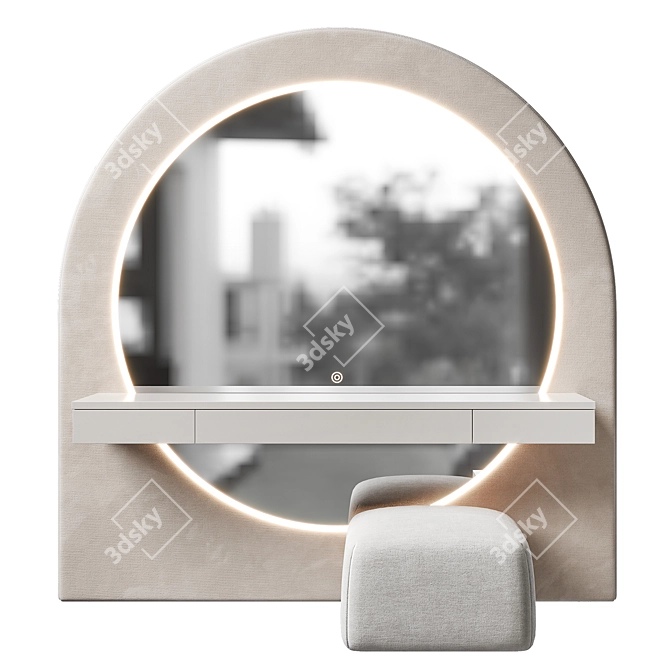 Modern Vanity Set with Mirror 3D model image 1