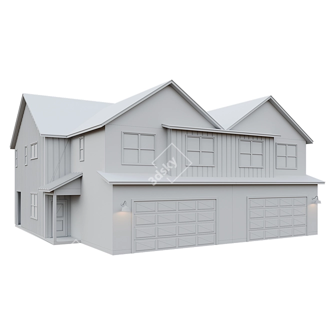 Low Poly American House 3D 3D model image 6