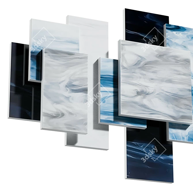 Modern Glass Metal Wall Art 3D model image 5