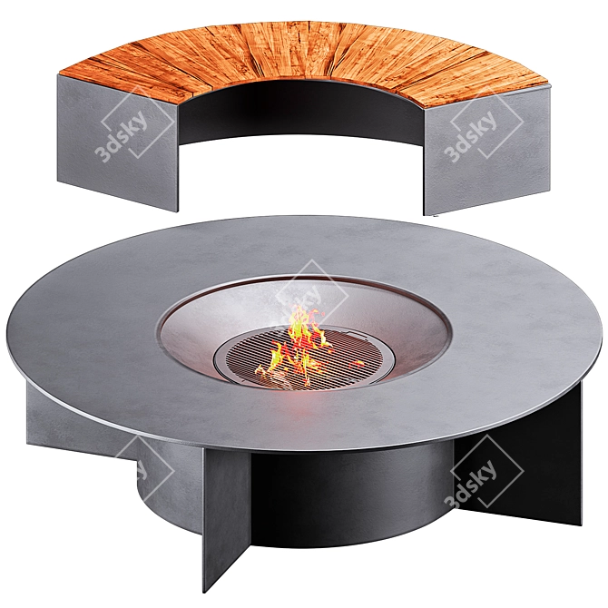 Modern Fire Pit Fireplace Design 3D model image 1