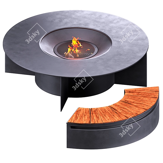 Modern Fire Pit Fireplace Design 3D model image 2