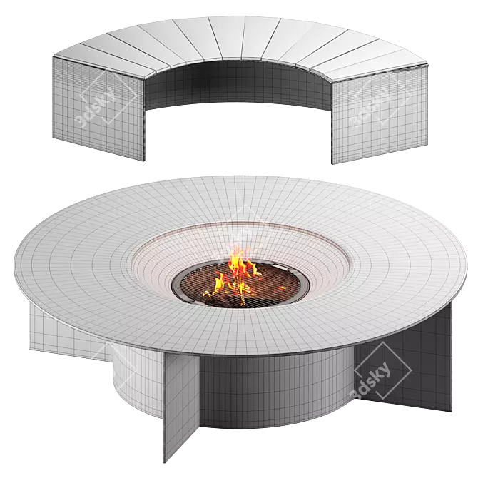 Modern Fire Pit Fireplace Design 3D model image 3