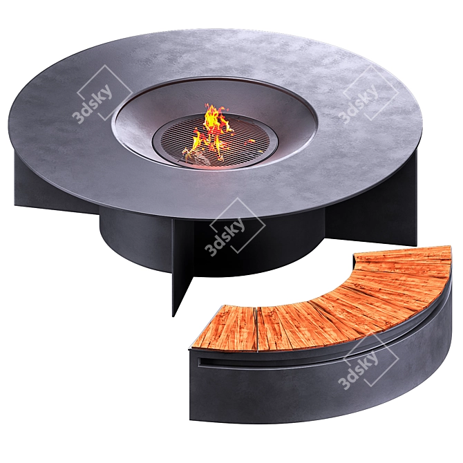 Modern Fire Pit Fireplace Design 3D model image 4