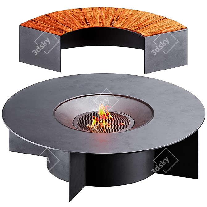 Modern Fire Pit Fireplace Design 3D model image 5