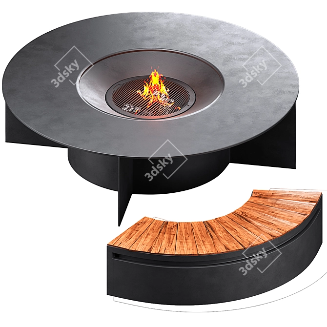 Modern Fire Pit Fireplace Design 3D model image 6