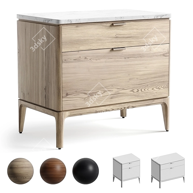 Elegant Parker Nightstand with Storage 3D model image 1