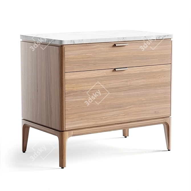 Elegant Parker Nightstand with Storage 3D model image 4