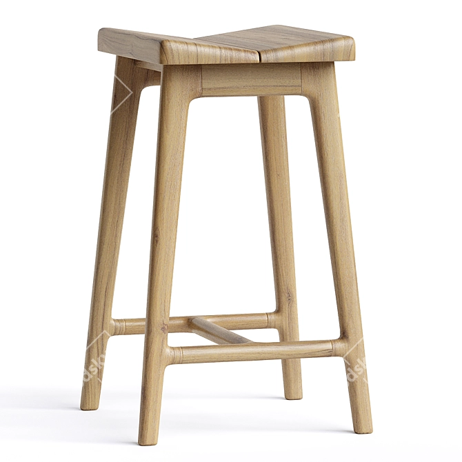 Artisan Oak Large Stool 3D model image 1