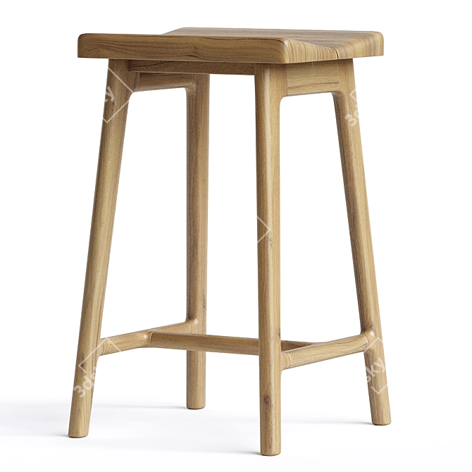 Artisan Oak Large Stool 3D model image 2