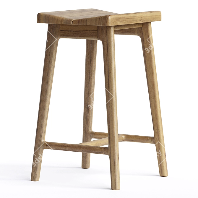 Artisan Oak Large Stool 3D model image 3