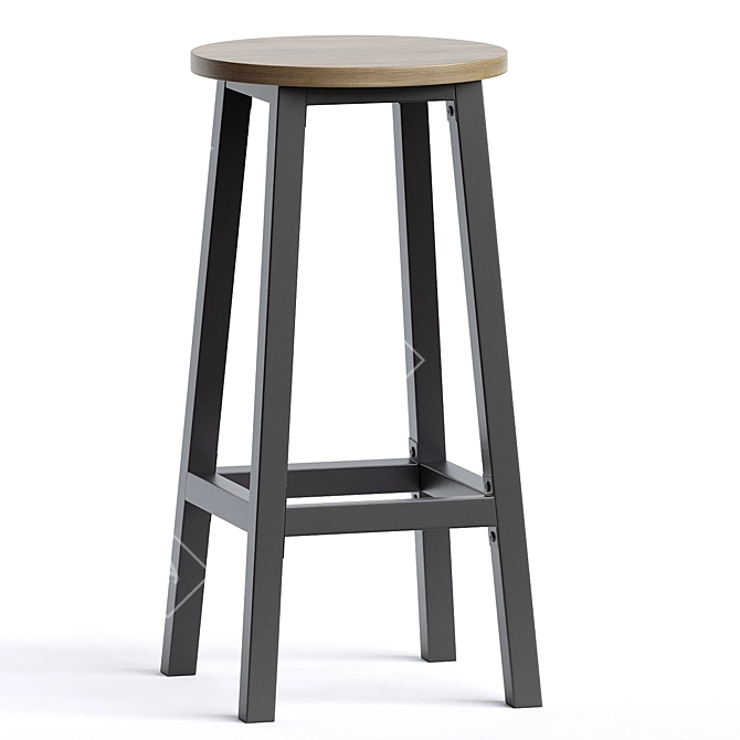 Industrial Style Metal Counter Stool 3D model image 1