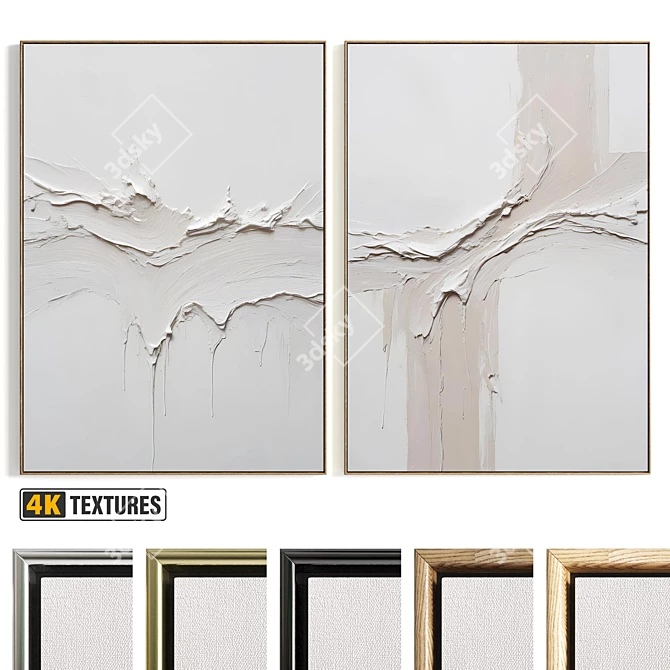 Plaster Dual Photo Frame Set 3D model image 1