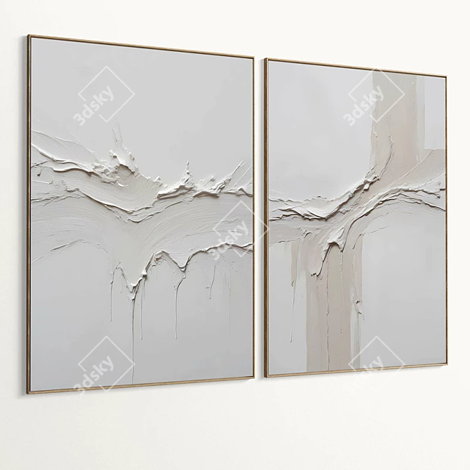 Plaster Dual Photo Frame Set 3D model image 2