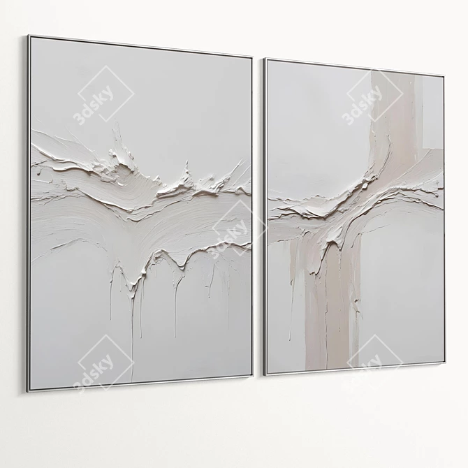 Plaster Dual Photo Frame Set 3D model image 6