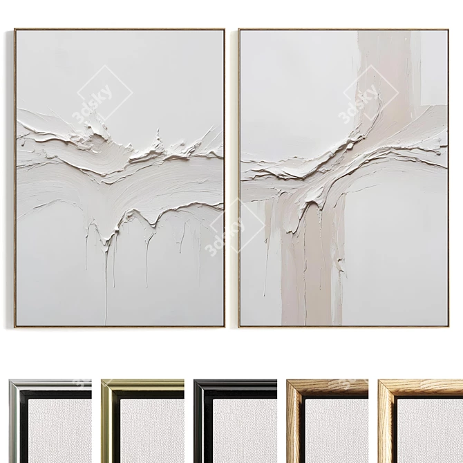 Plaster Dual Photo Frame Set 3D model image 8