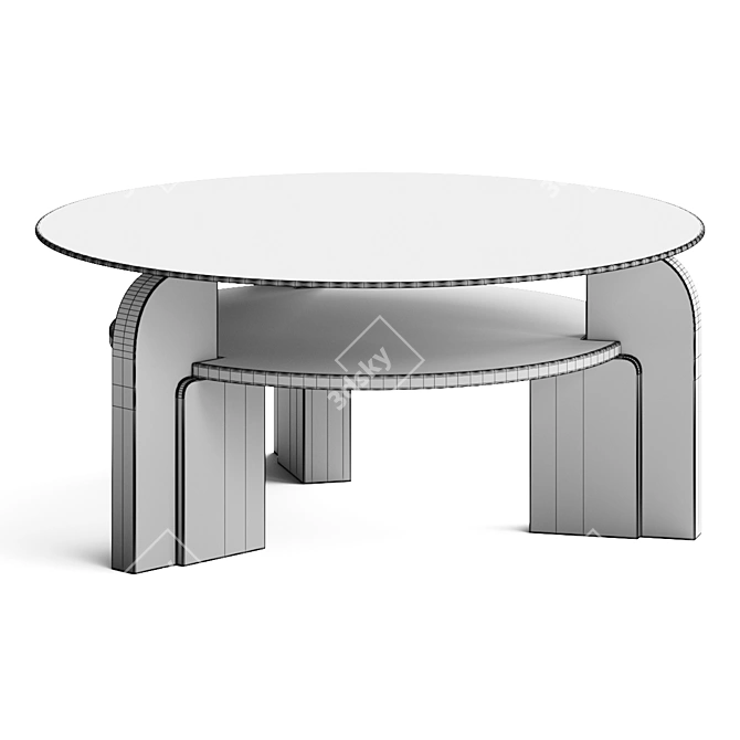 Mid-Century Modern Round Coffee Table 3D model image 2