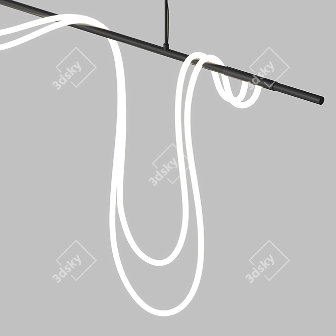 Modern Linear LED Tube Chandelier 3D model image 3