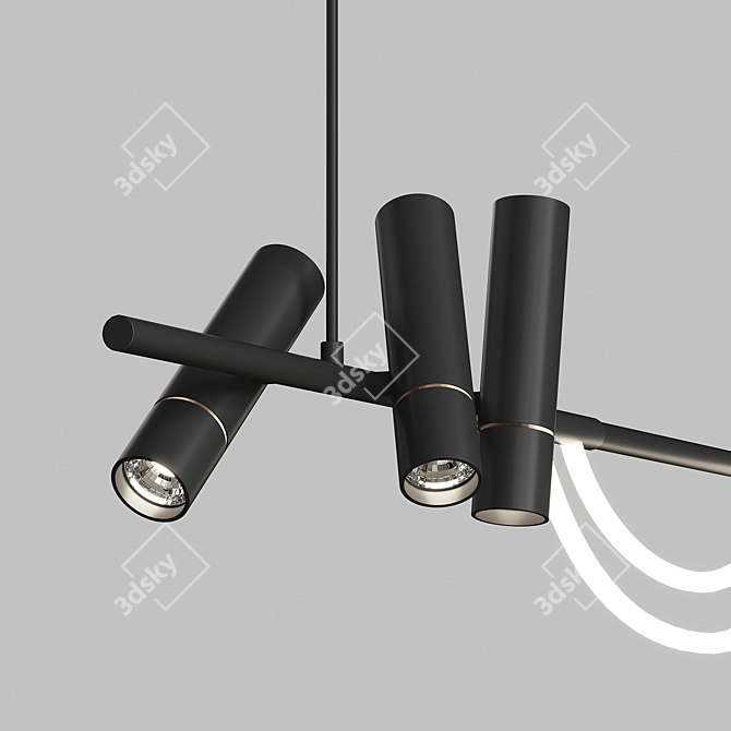 Modern Linear LED Tube Chandelier 3D model image 4