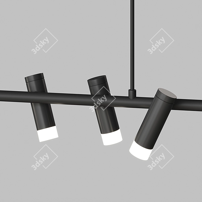 Modern Linear LED Tube Chandelier 3D model image 5