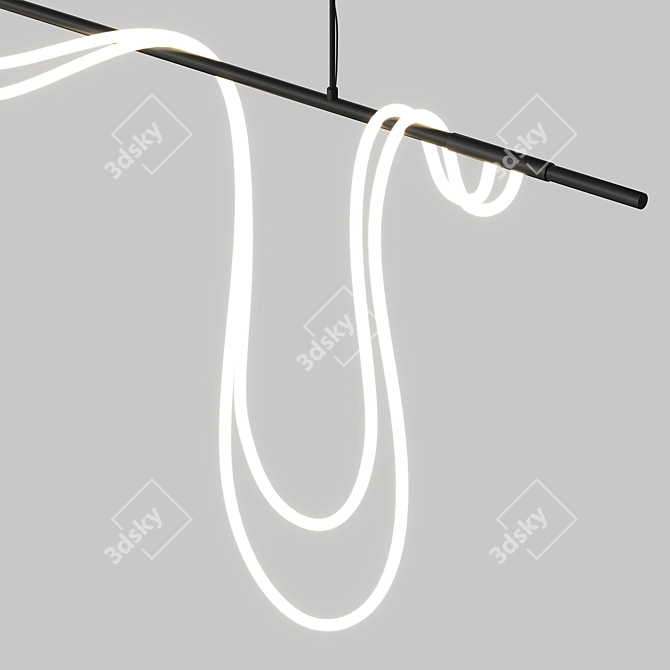 Modern Linear LED Tube Chandelier 3D model image 9