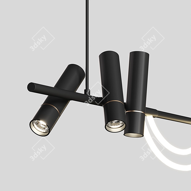 Modern Linear LED Tube Chandelier 3D model image 10