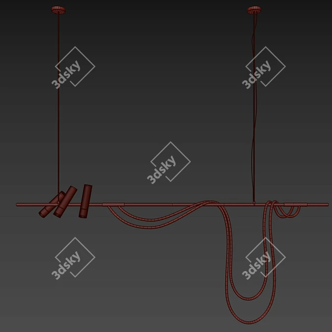 Modern Linear LED Tube Chandelier 3D model image 27