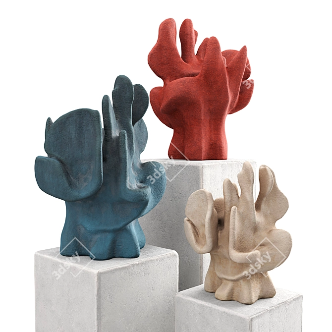 Coral Metal Plaster Art Sculptures 3D model image 1