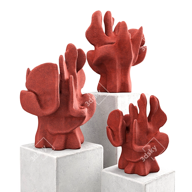 Coral Metal Plaster Art Sculptures 3D model image 2