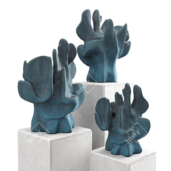 Coral Metal Plaster Art Sculptures 3D model image 3