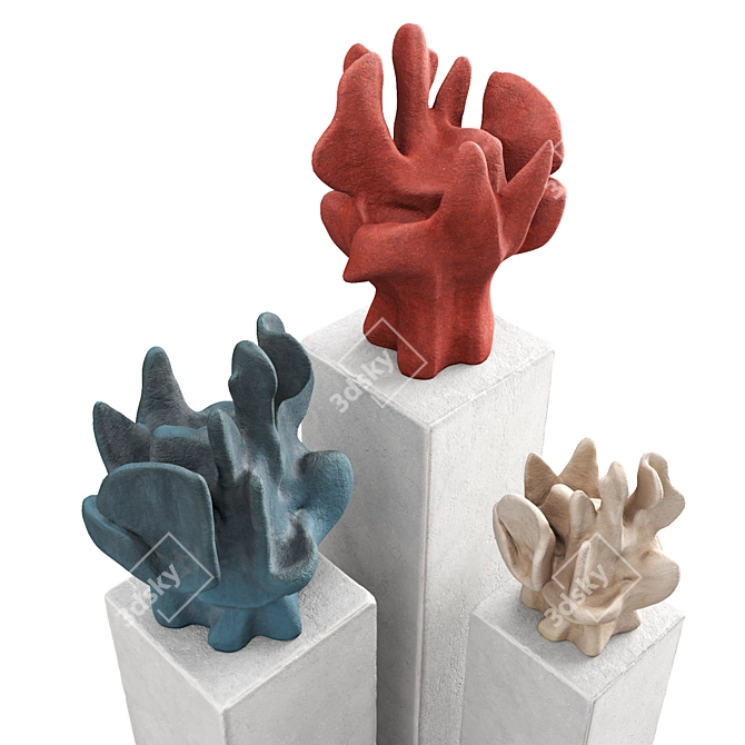 Coral Metal Plaster Art Sculptures 3D model image 5