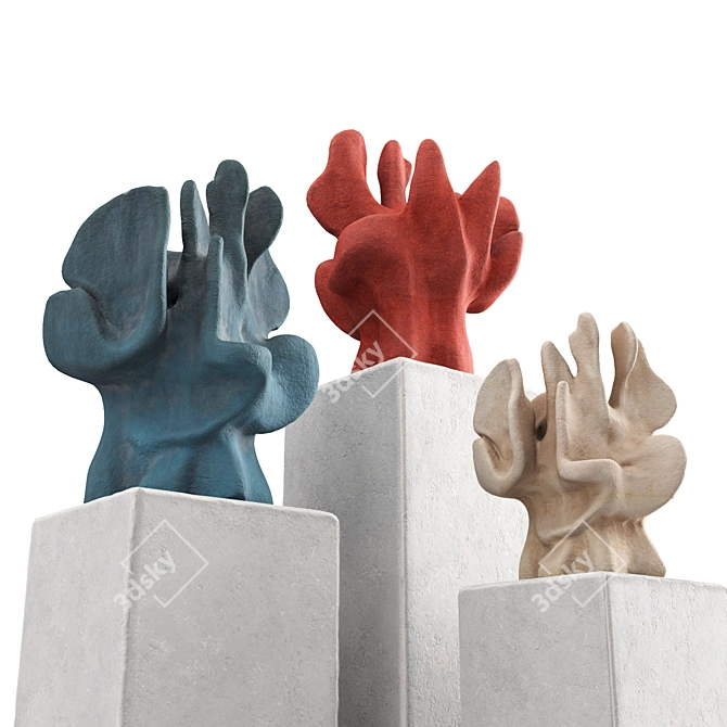 Coral Metal Plaster Art Sculptures 3D model image 6