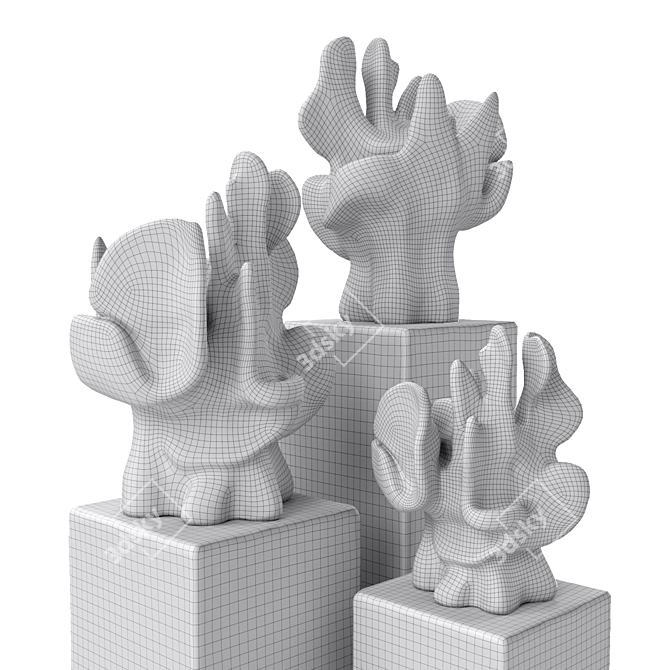 Coral Metal Plaster Art Sculptures 3D model image 7