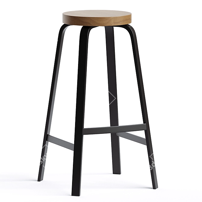 Solid Wood Counter Stool White 3D model image 1