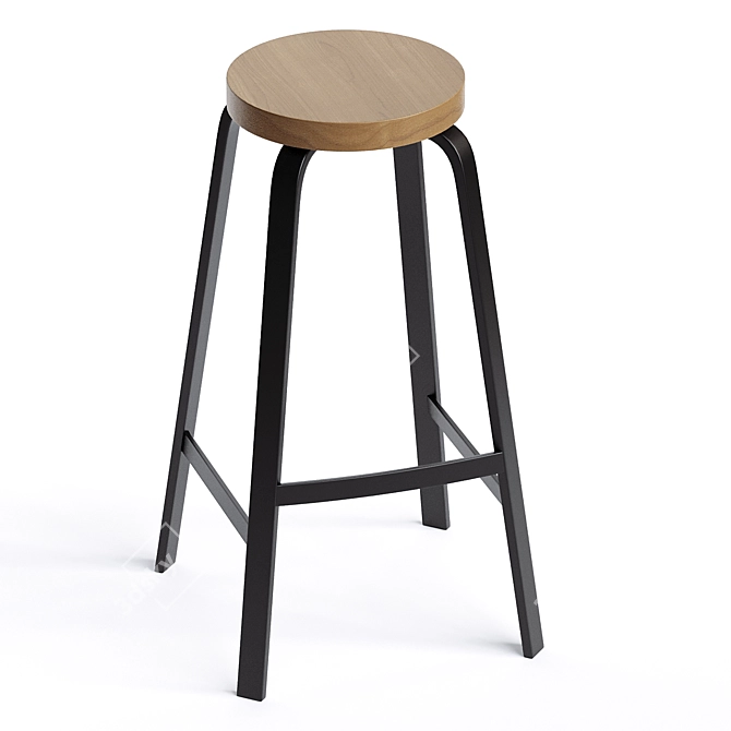 Solid Wood Counter Stool White 3D model image 2