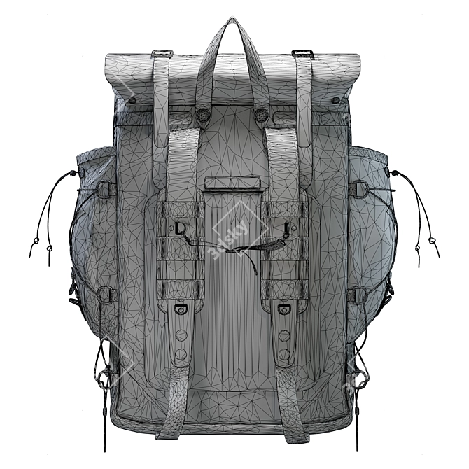 Handmade Rustic Leather Backpack 3D model image 12