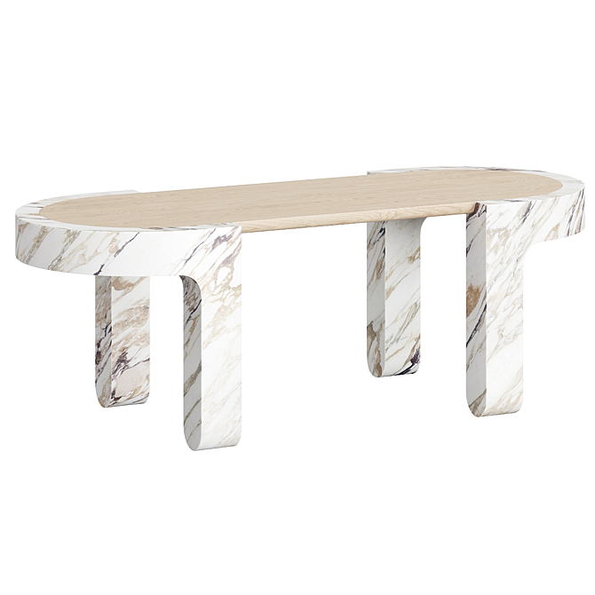 Elegant Marble Wood Coffee Table 3D model image 3