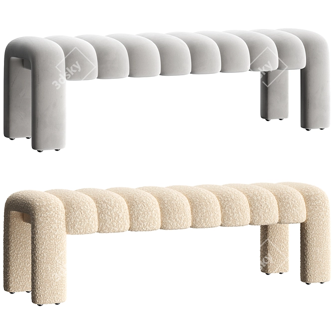 Stylish Willis Bench Boucle Natural 3D model image 6