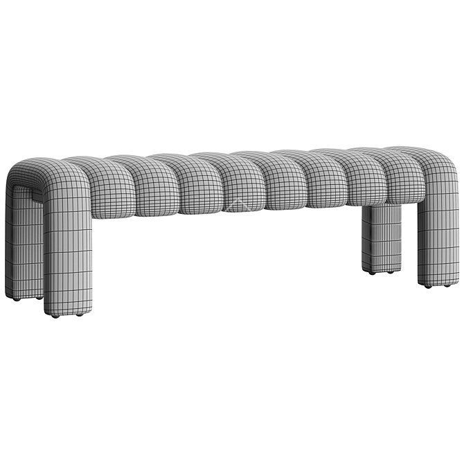 Stylish Willis Bench Boucle Natural 3D model image 7