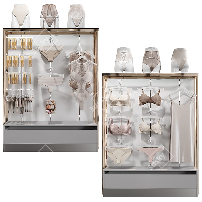 Double-sided Lingerie Stand with Mannequin 3D model image 3