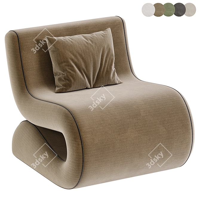 Modern Upholstered Accent Chair 3D model image 5