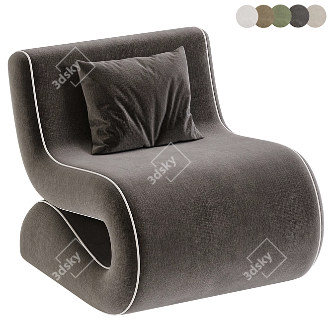 Modern Upholstered Accent Chair 3D model image 6