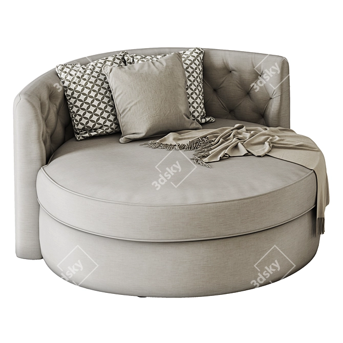 Elegant Gray Upholstered Round Sofa 3D model image 2