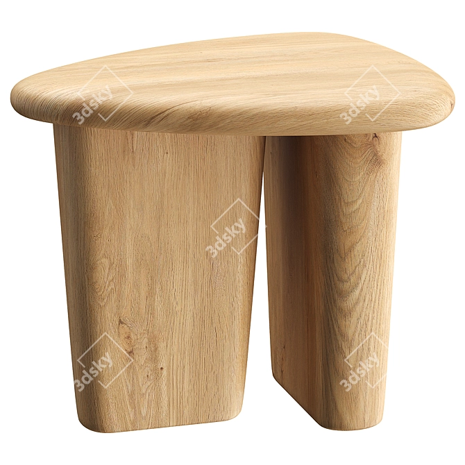 Modern Oak Sculptural Side Table 3D model image 1