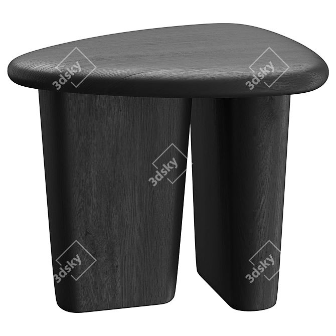 Modern Oak Sculptural Side Table 3D model image 2