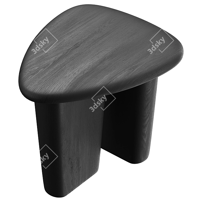 Modern Oak Sculptural Side Table 3D model image 3